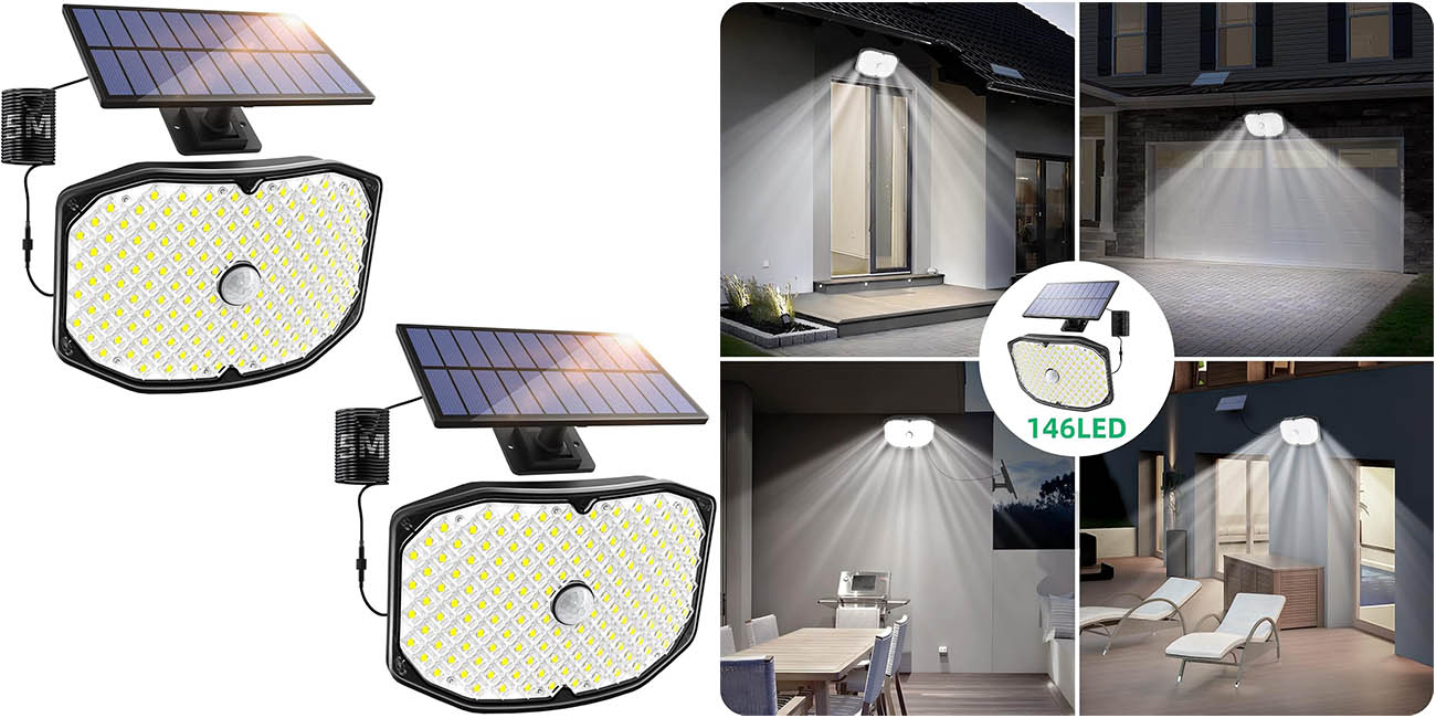 Chollo Pack 2x Luz solar LED de exterior LEDYA con sensor de movimiento por sólo 14,99€ con cupón descuento (-50%)