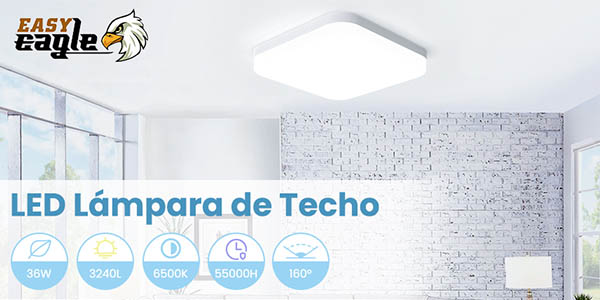 Chollo Plafón LED Easy Eagle de 36W ideal para salón o dormitorio por sólo 13,67€ (28%)