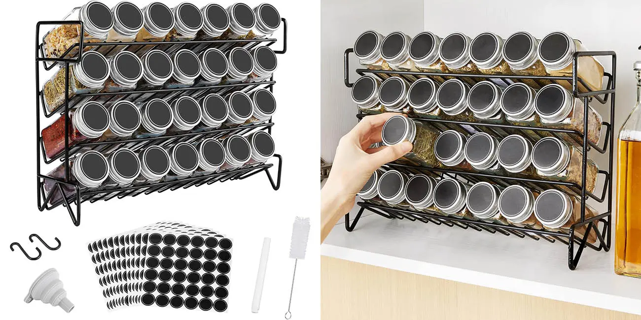 Mantén tu cocina organizada con este especiero metálico con 28 tarros de vidrio con un brutal 50% de descuento