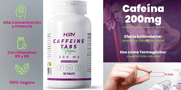 Chollo Suplemento HSN de cafeína anhidra 200 mg con 120 comprimidos por sólo 5,99€ (-24%) ¡Valoraciones altas!