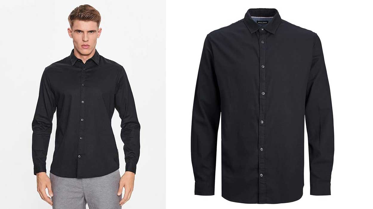 Esta camisa negra slim fit de Jack & Jones va a ser tu mejor aliada en otoño y hoy cuesta poquísimo