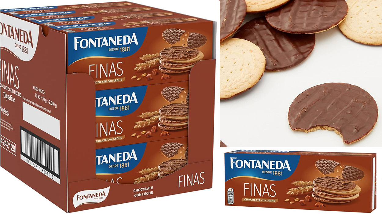 Chollo Pack de 12 paquetes de galletas Fontaneda Digestive Finas Chocolate con Leche por sólo 22,21€ (-29%) ¡1,85€ cada uno!