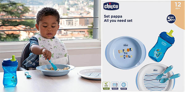 Chollo Vajilla infantil Chicco de 5 piezas en silicona por solo 17,45€ (42% de descuento)