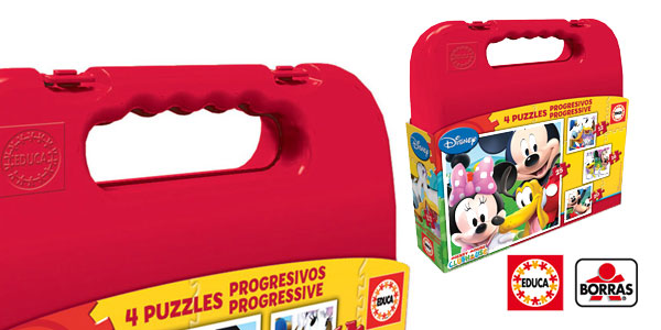 Chollo Maleta con 4 Puzles progresivos Mickey Mouse de Educa Borrás Disney por sólo 5,95€ (50% de descuento)