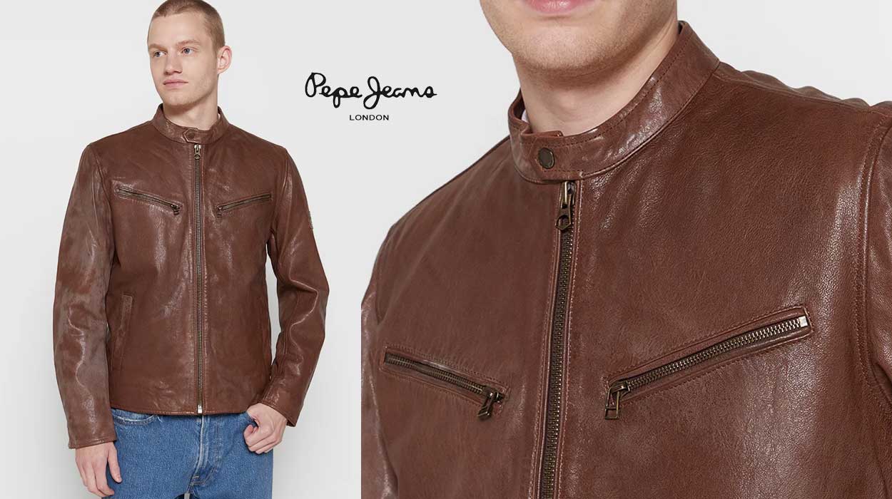 Chollazo Chaqueta de piel Pepe Jeans Peter para hombre por sólo 73€ ¡73% de descuento!