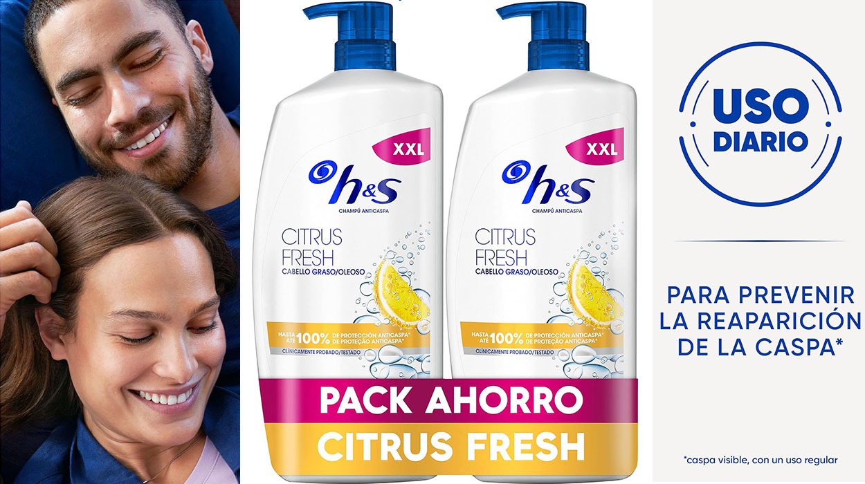 Chollo Pack x2 Champú anticaspa H&S Citrus Fresh XXL de 1.000 ml por sólo 15,96€ (-40%)