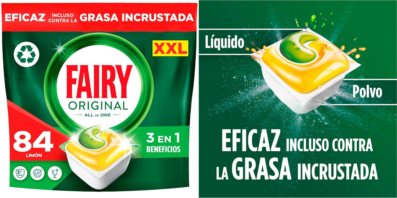 Chollo Pack 84x Pastillas Fairy Original All in One Limón por sólo 16,99€ (-26%) ¡A 0,20€ cada una!