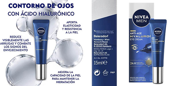 Chollo Contorno de ojos Nivea Men Hyaluron con ácido hialurónico antiedad para hombre por sólo 7,78€ (-34%)