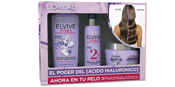 Chollo Cofre Hidratación L’Oréal Paris Hidra Hialurónico 72h Champú + Mascarilla + Sérum por sólo 13,69€ (-15%)