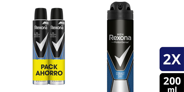 Chollo Pack x2 Desodorante Rexona Men Cobalt Dry 200 ml por sólo 3,43€ ¡1,71€ cada uno!