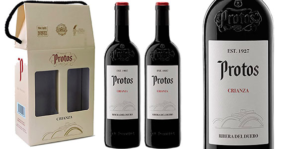 Chollo Estuche de 2 botellas de vino tinto Protos Crianza de 750 ml por sólo 31,99€ (-16%)