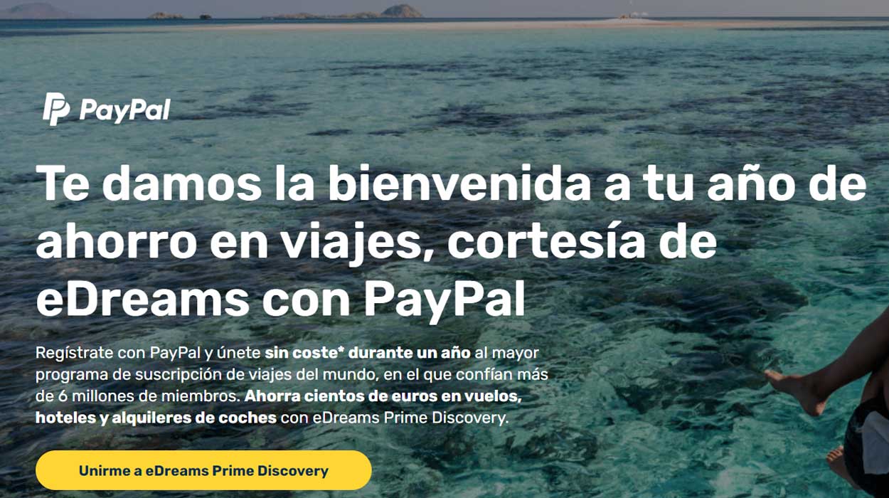 eDreams Prime GRATIS con PayPal