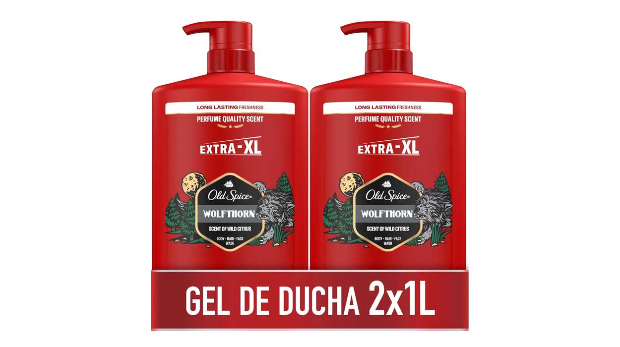 Chollo Pack x2 Gel y champú Old Spice Wolfthorn de 2000 ml por sólo 10,99€ (30% de descuento)