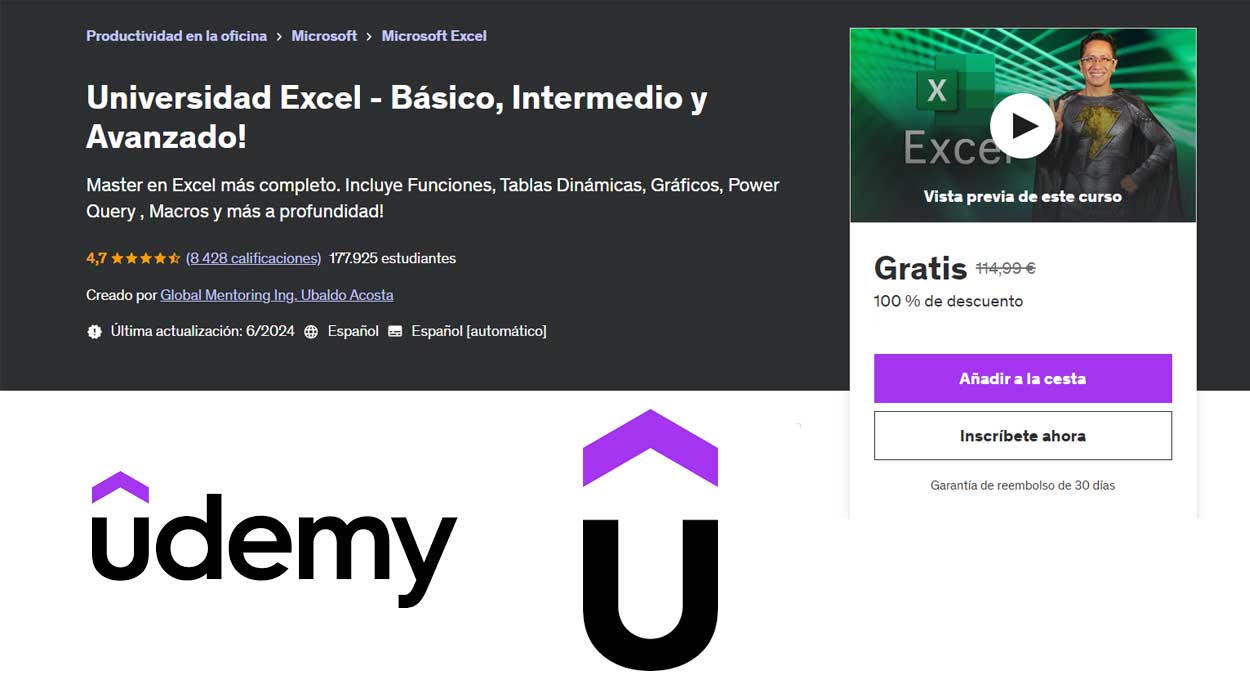 Curso completo de Excel GRATIS para todos los niveles con este cupón ¡Por tiempo limitado!