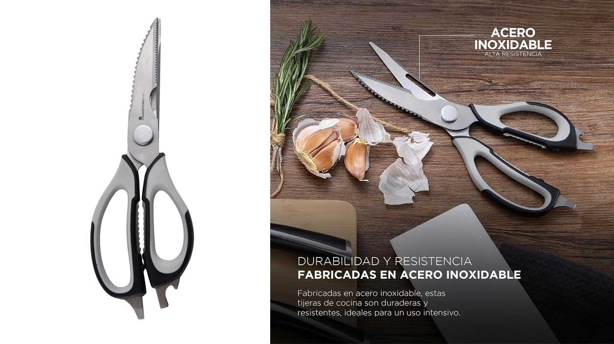 Éstas son las tijeras de cocina definitivas: Ultra resistentes, con un diseño molón y a un precio bajísimo gracias a un cupón descuento limitado