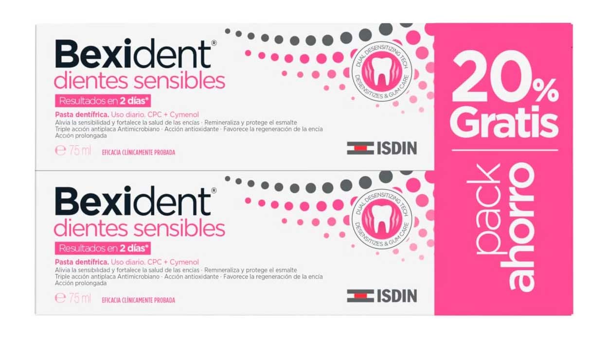 Chollo Pack x2 Dentífrico ISDIN Bexident para dientes sensibles de 75 ml por sólo 8,93€ (-30%)