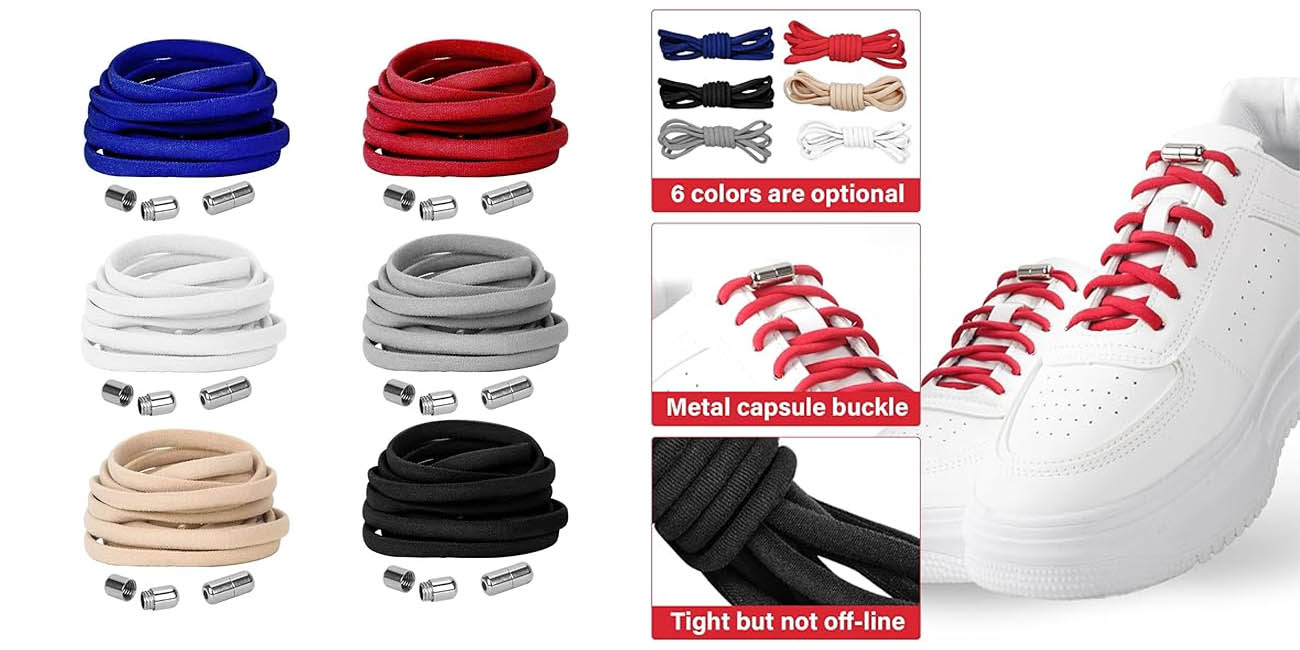 Chollo Pack 6 pares de cordones elásticos con cierre metálico por sólo 7,64€ (15% de descuento)