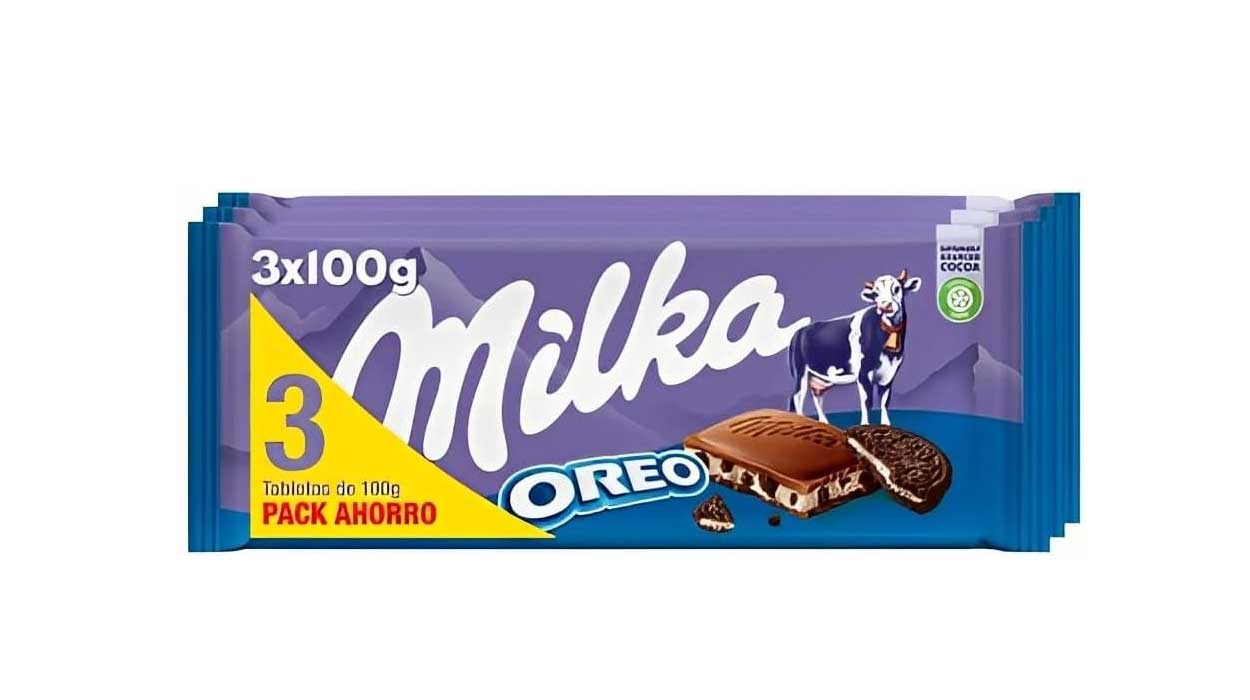 Chollo Pack x3 tabletas de chocolate Milka Oreo 100 g con trozos de galleta por sólo 2,99€ (-38%) ¡0,99€ cada una!