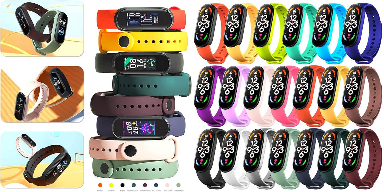 Chollo Pack 20x Correas para Xiaomi Mi Band 5/6/7 por sólo 10,44€ con cupón descuento