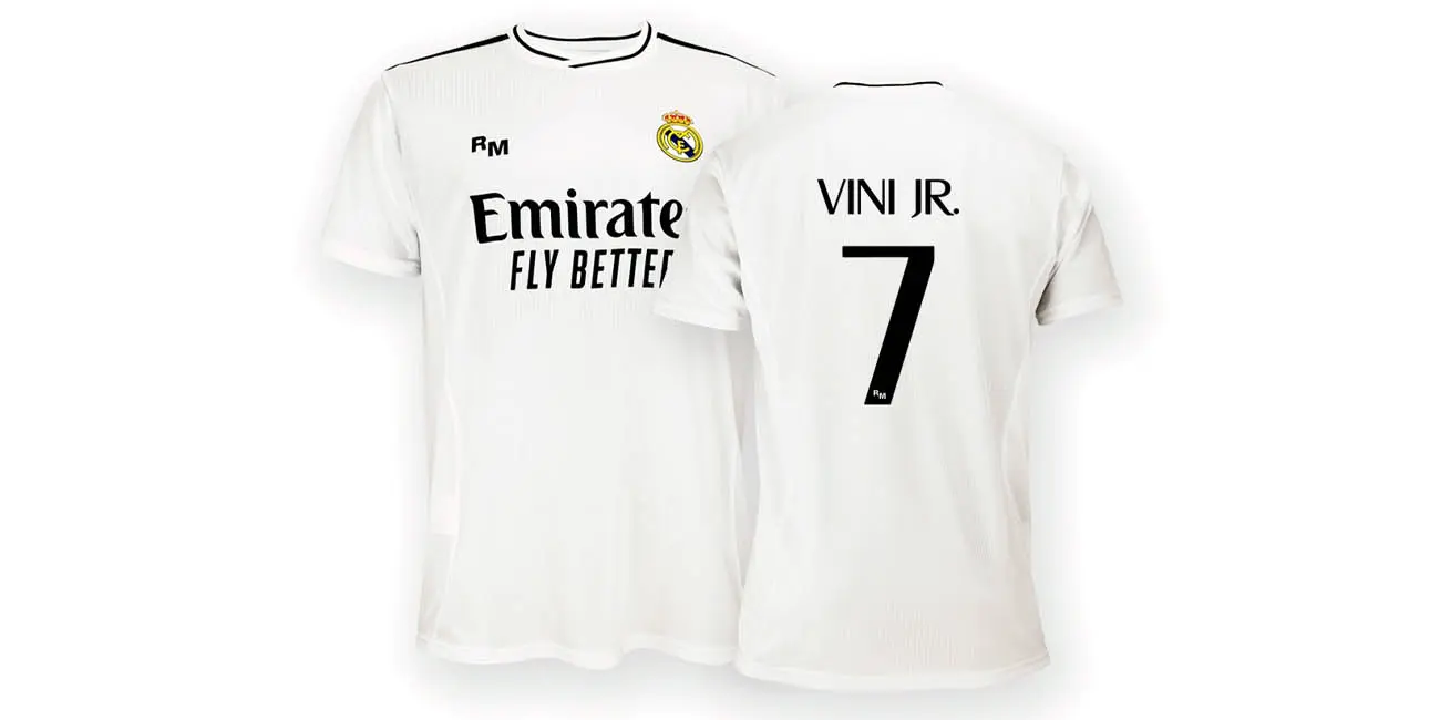 Luce con orgullo la camiseta del Real Madrid 24/25 de Vini Jr. con un descuento de campeonato (-26%)