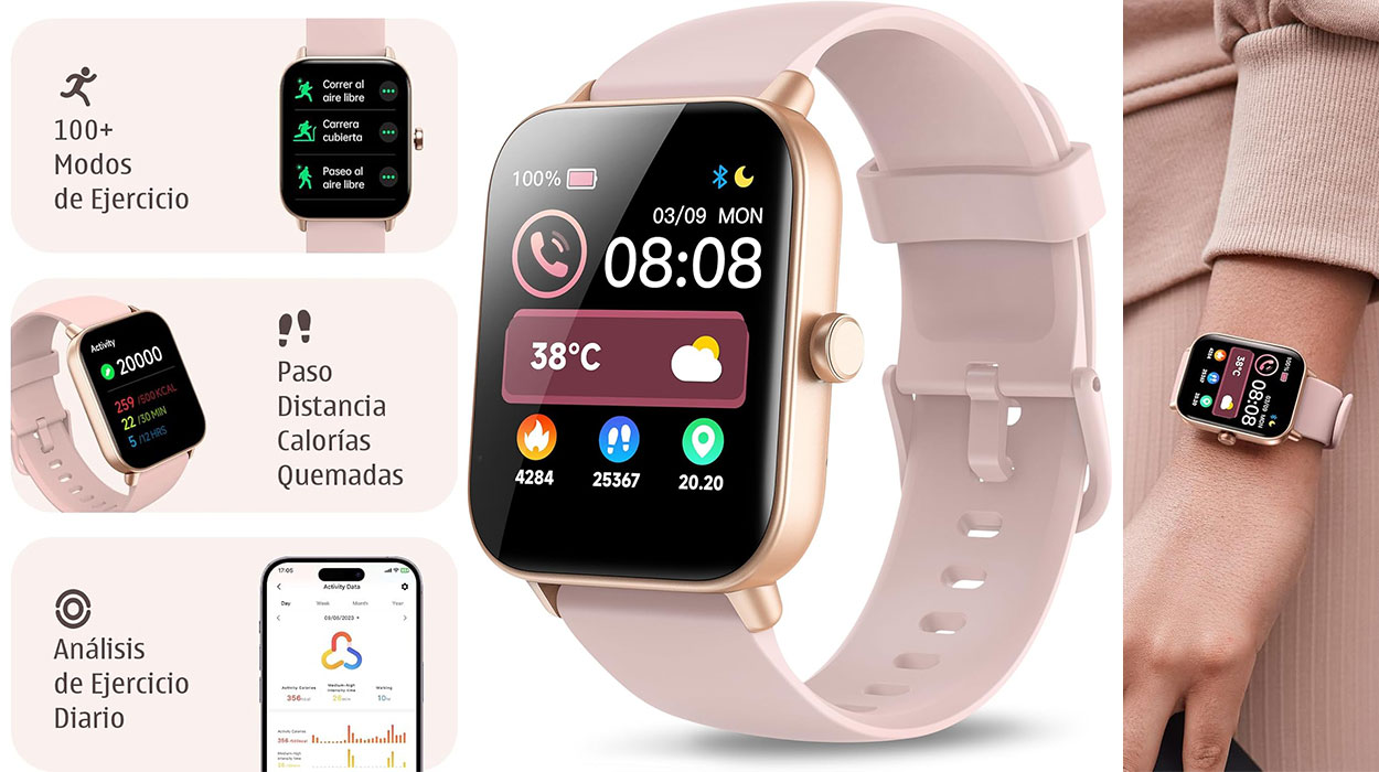 Elegancia y tecnología en tu muñeca con este reloj inteligente para mujer tirado de precio gracias a un doble cupón