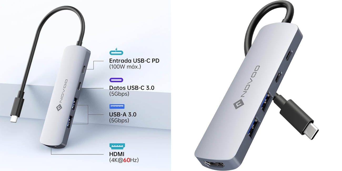 Chollo Concentrador USB-C NOVOO 5 en 1 por sólo 11,24€ (25% de descuento)