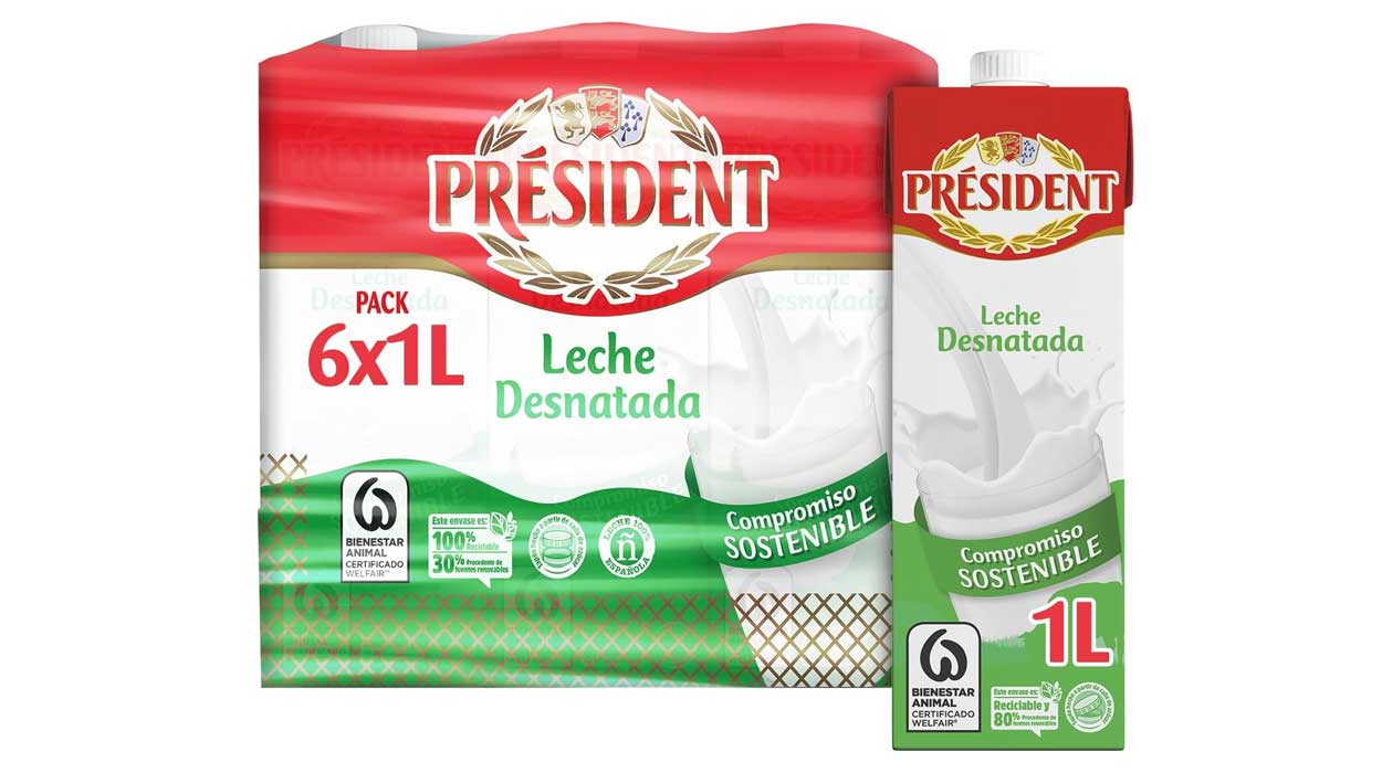 Chollo Pack x6 Leche desnatada President por sólo 5,64€ (18% de descuento)