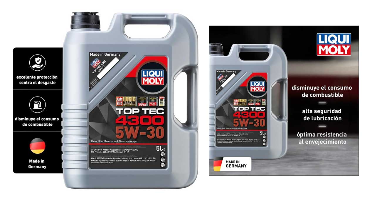 Chollo Aceite de motor Liqui Moly Top Tec 4300 5W-30 de 5L por sólo 39,72€ con envío gratis (55% de descuento)