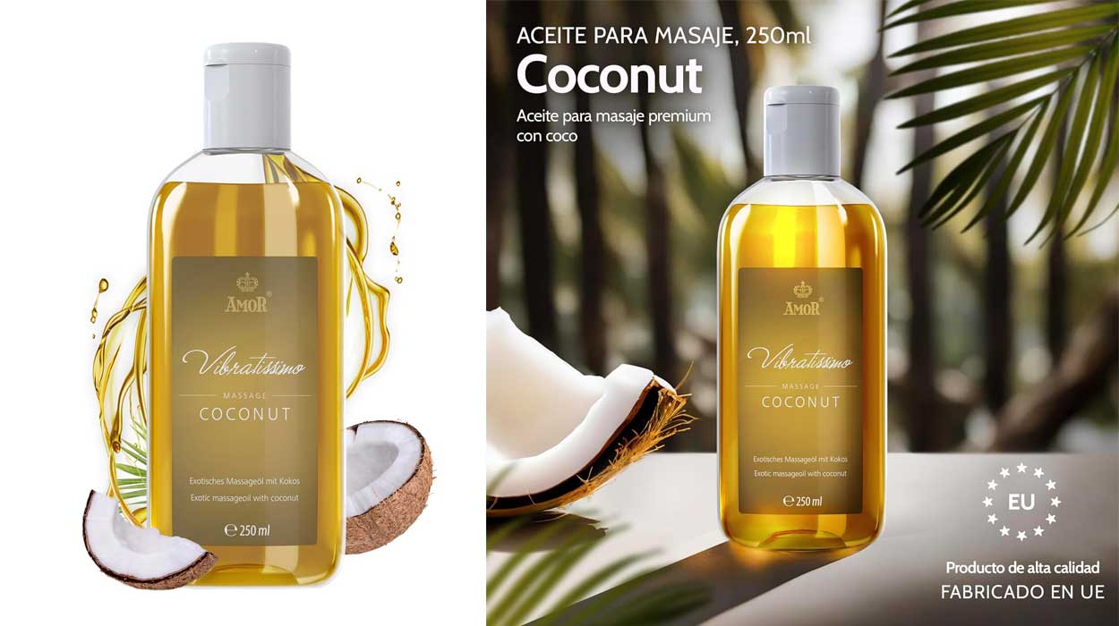 Chollo aceite de masaje exótico Coconut Vibratissimo de 250 ml por sólo 6,99€ (46% de descuento)