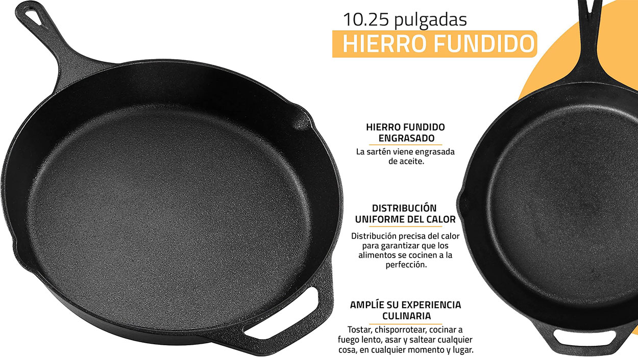 Sube tu nivel en la cocina con esta sartén de hierro fundido engrasada a un precio muy TOP