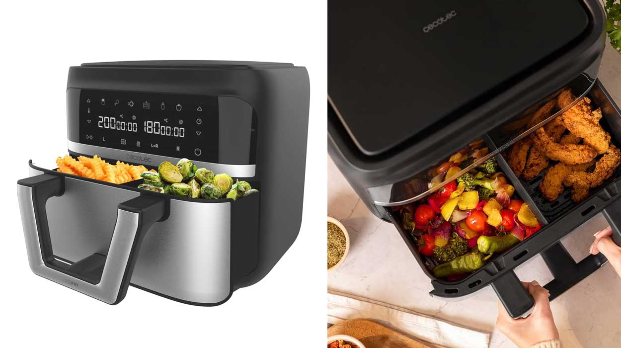 Chollo Airfryer Cecotec Cecofry Dual 9000 por sólo 84€ con envío gratis (23% de descuento)