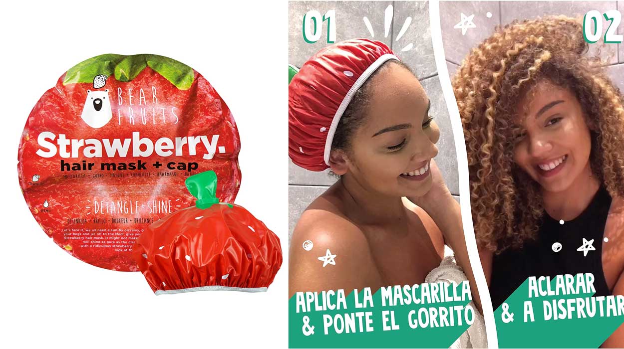 Chollo Mascarilla capilar Bear Fruits de fresa con gorrito reutilizable por sólo 1,79€ (29% de descuento)