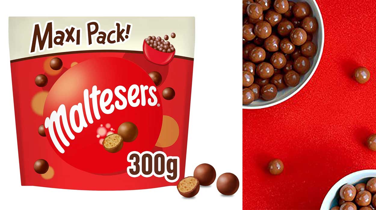 Chollo 3x Maxi Pack Maltesers Snack bolitas de leche recubiertas de chocolate de 300 g por sólo 11,98€ con oferta 3×2 ¡3,99€ cada uno!