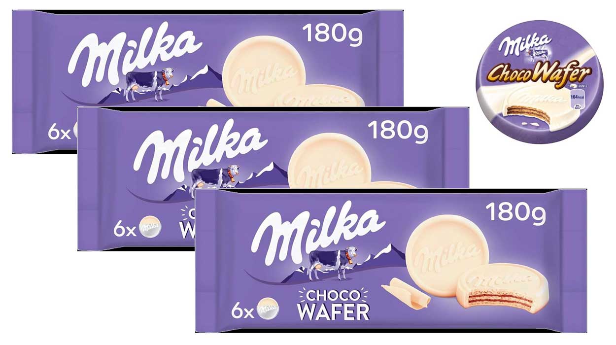 Chollo Pack x3 Paquetes de galletas Milka Choco Wafer de 180 gramos por sólo 6,09€ con oferta 3×2 ¡2,03€ cada uno!