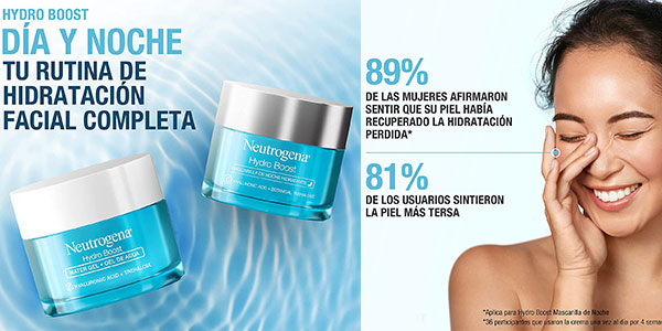 Chollo Pack de rutina facial Neutrogena Hydro Boost con gel de día y mascarilla de noche de 50 ml por sólo 21,99€ (-31%)