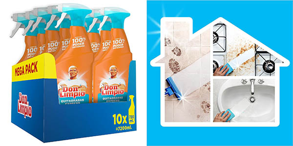 Chollo Pack x10 Don Limpio Quitagrasas Express de 720 ml por solo 18,99€ (52% de descuento)