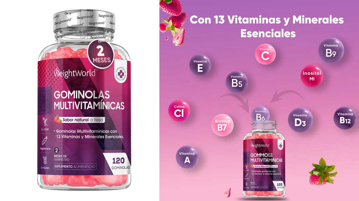 Chollo Bote de 120 gominolas multivitaminas y minerales WeightWorld por sólo 14,86€ con cupón (-15%)