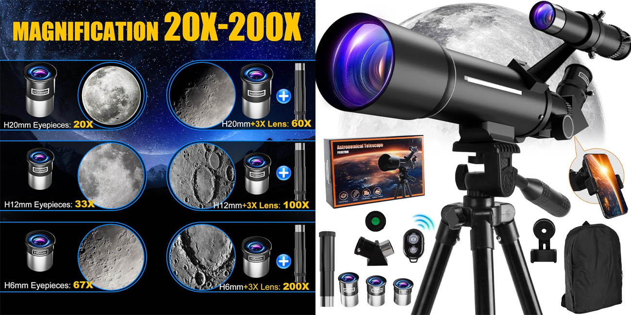 Este set de telescopio Abask dispone de zoom desde 20x hasta 200x y te lo puedes llevar con un descuento astronómico en Amazon