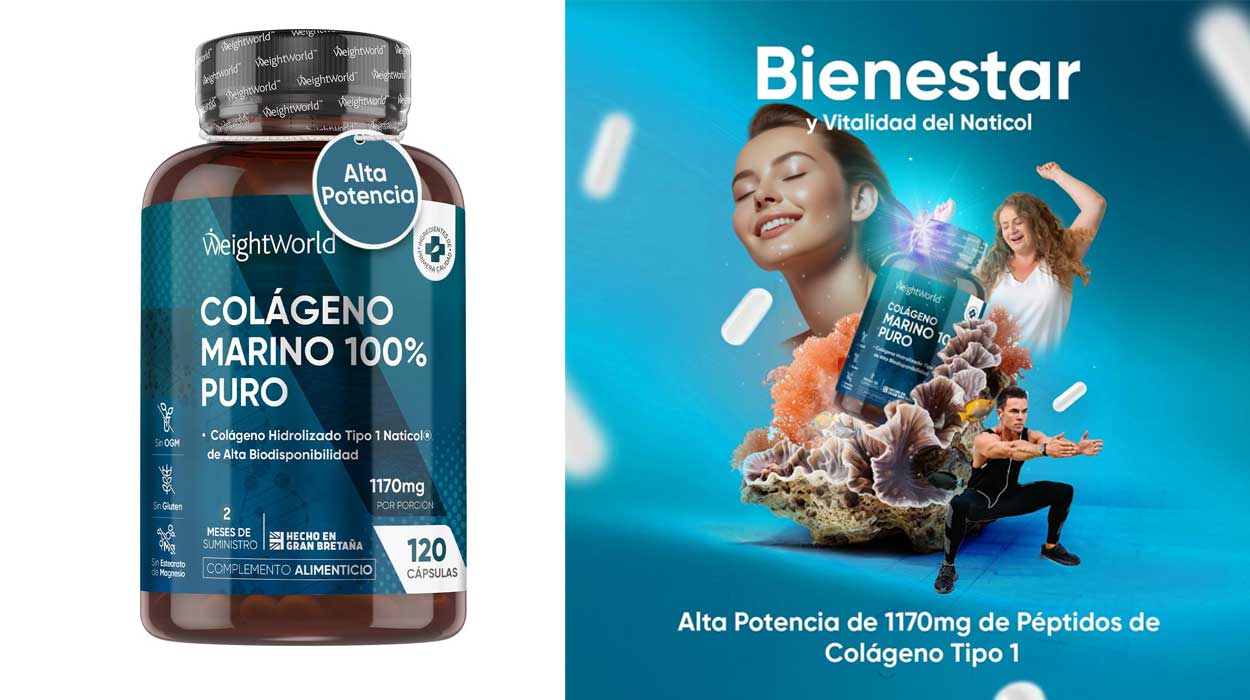 Chollo Colágeno marino hidrolizado WeightWorld 100% Puro 120 cápsulas por sólo 15,49€ (-15%)