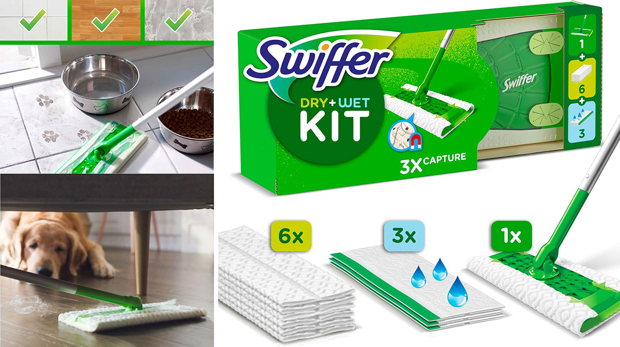 Suelos relucientes en seco y húmedo con esta mopa Swiffer rebajada en Amazon ¡Valoraciones fantásticas y TOP ventas!