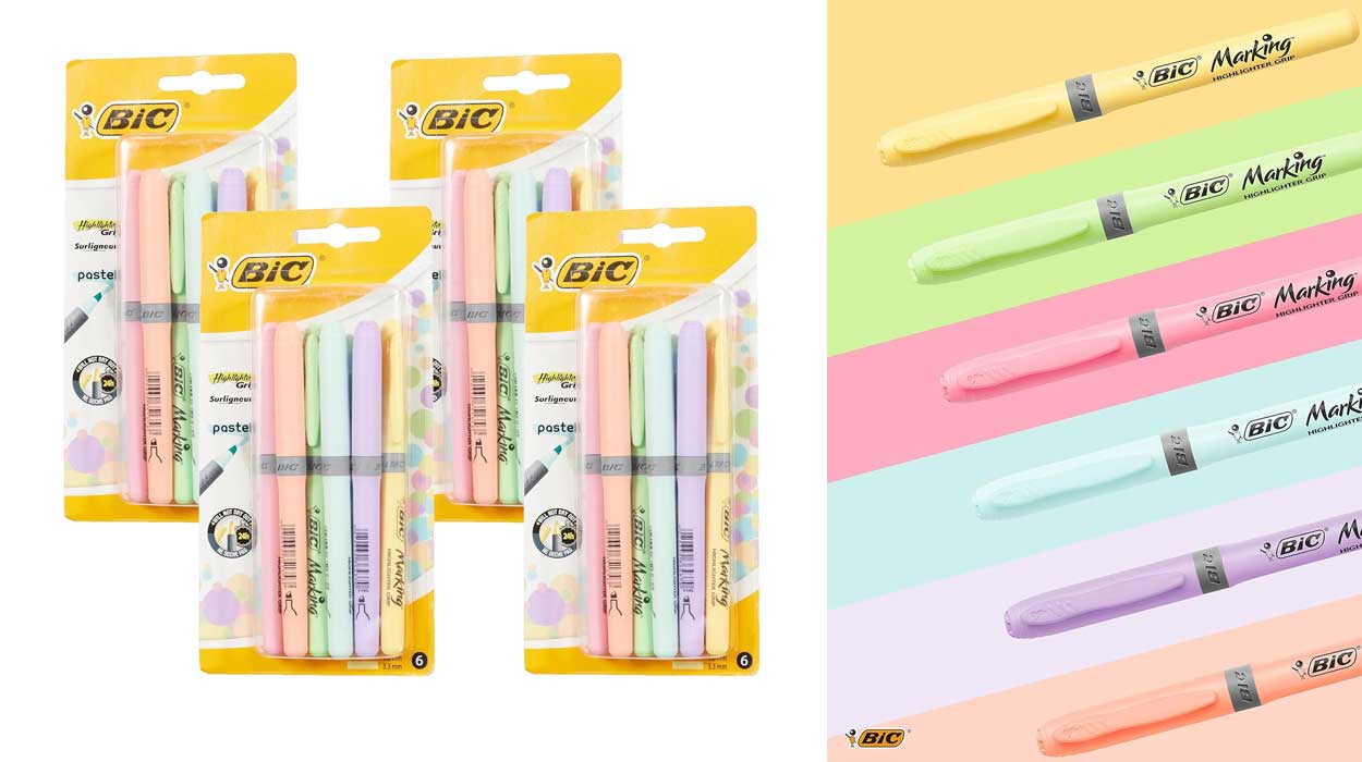 Chollo Pack x4 paquetes de marcadores BIC Highlighter Grip (24 unidades) por sólo 10,79€ (-51%) ¡Top ventas!