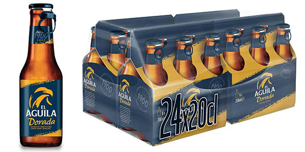 Chollo Pack x24 botellines de cerveza El Águila de 20 cl por solo 10,56€ (-20%) ¡A 0,44€ cada uno!