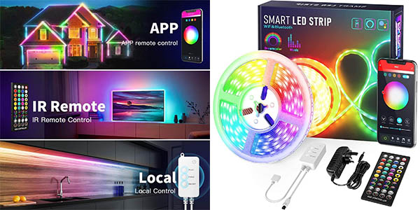 Chollo Tira LED WiFi Govee de 5 metros compatible con Alexa y Google Assistant por sólo 13,99€ (-36%)