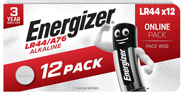 Chollo Pack de 12 pilas alcalinas Energizer LR44/A76 por sólo 9,99€ (-20%) ¡0,83€ c/u!