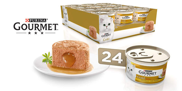 Chollo Pack x24 Purina Gourmet Gold Fondant comida para gatos con pollo de 85 gr/ud por sólo 13,99€ (-29%)