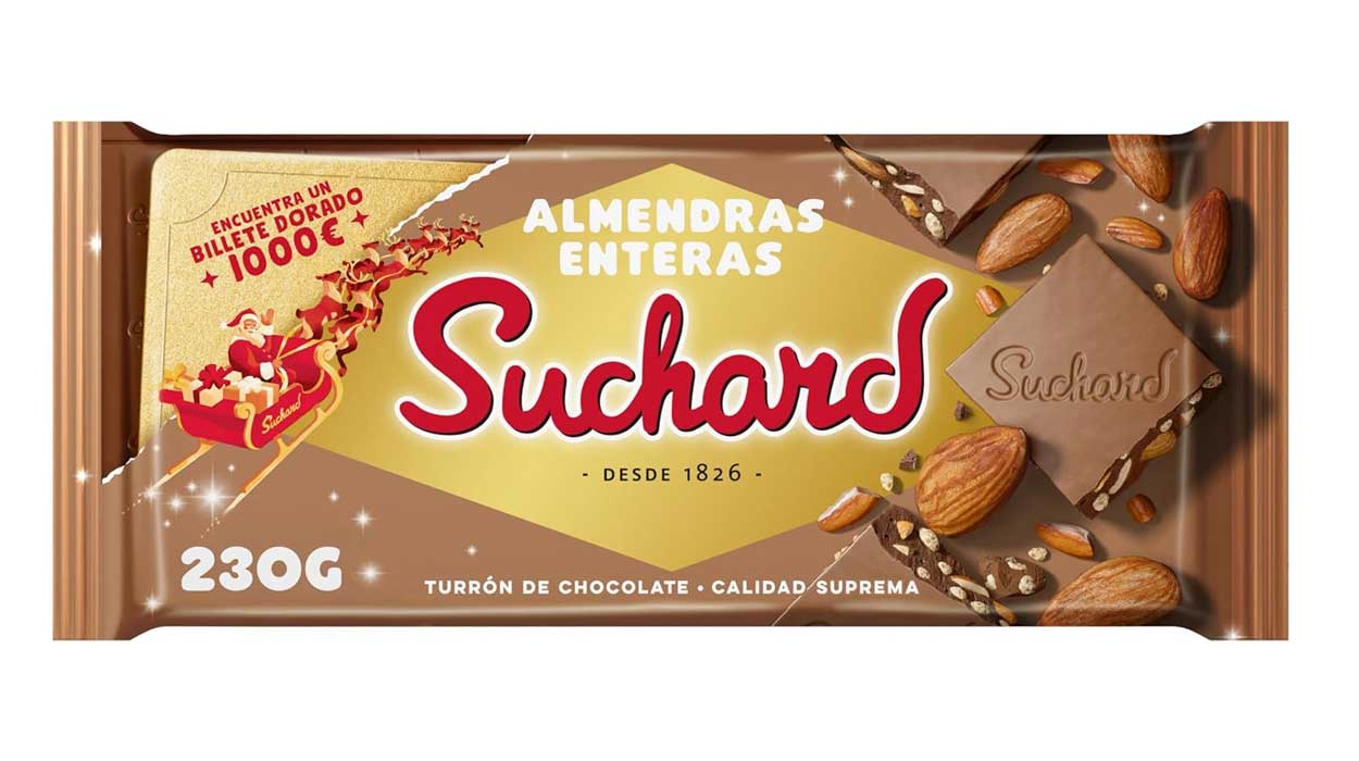 Chollo Tableta de turrón de chocolate Suchard con almendras enteras por sólo 3,21€ (-20%)