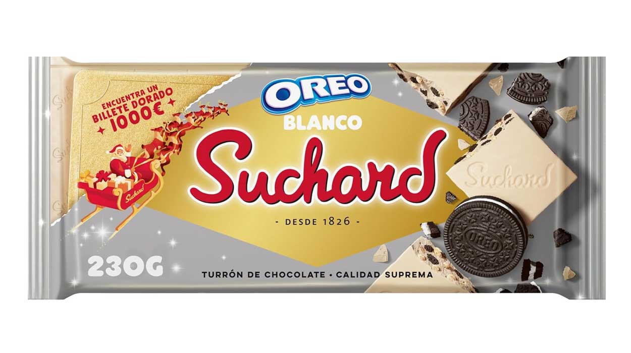 Chollo Tableta de turrón de chocolate blanco Suchard con trozos de galleta OREO por sólo 3,21€ (-20%)