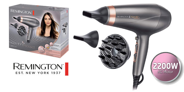 Chollo Secador de pelo profesional Remington Keratin Protect AC8820 de 2.200 W por sólo 39,99€ con envío gratis (44% de descuento)