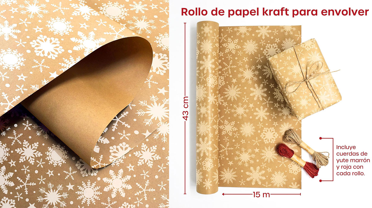 Cómprales a los Reyes Magos este papel kraft ecológico para que envuelvan los regalos ¡Elegante y decorativo!