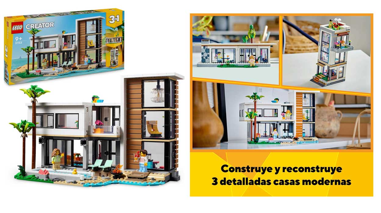 Tus peques construirán y reconstruirán sin límites con este set 3 en 1 Casa Moderna de LEGO Creator a precio mínimo